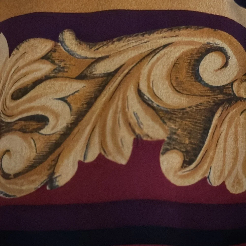 COREY B. New‎ York Silk Button Down Top Shirt Size 6 Wild Barocco Print Work VTG - Picture 6 of 6